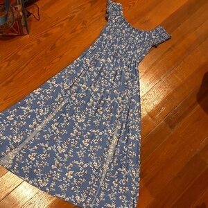 Blue Floral Maxi Dress - Women's Elegant Summer Dress